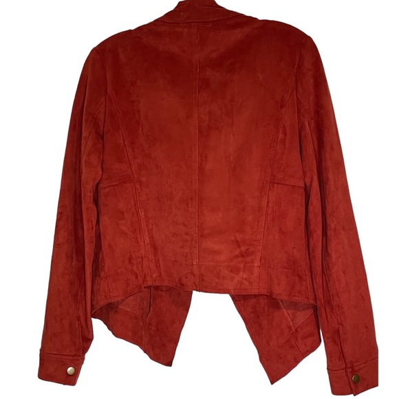 Miss Me Burnt Orange Faux Suede Drapey Collared Short Open Front Western Jacket - Picture 5 of 14
